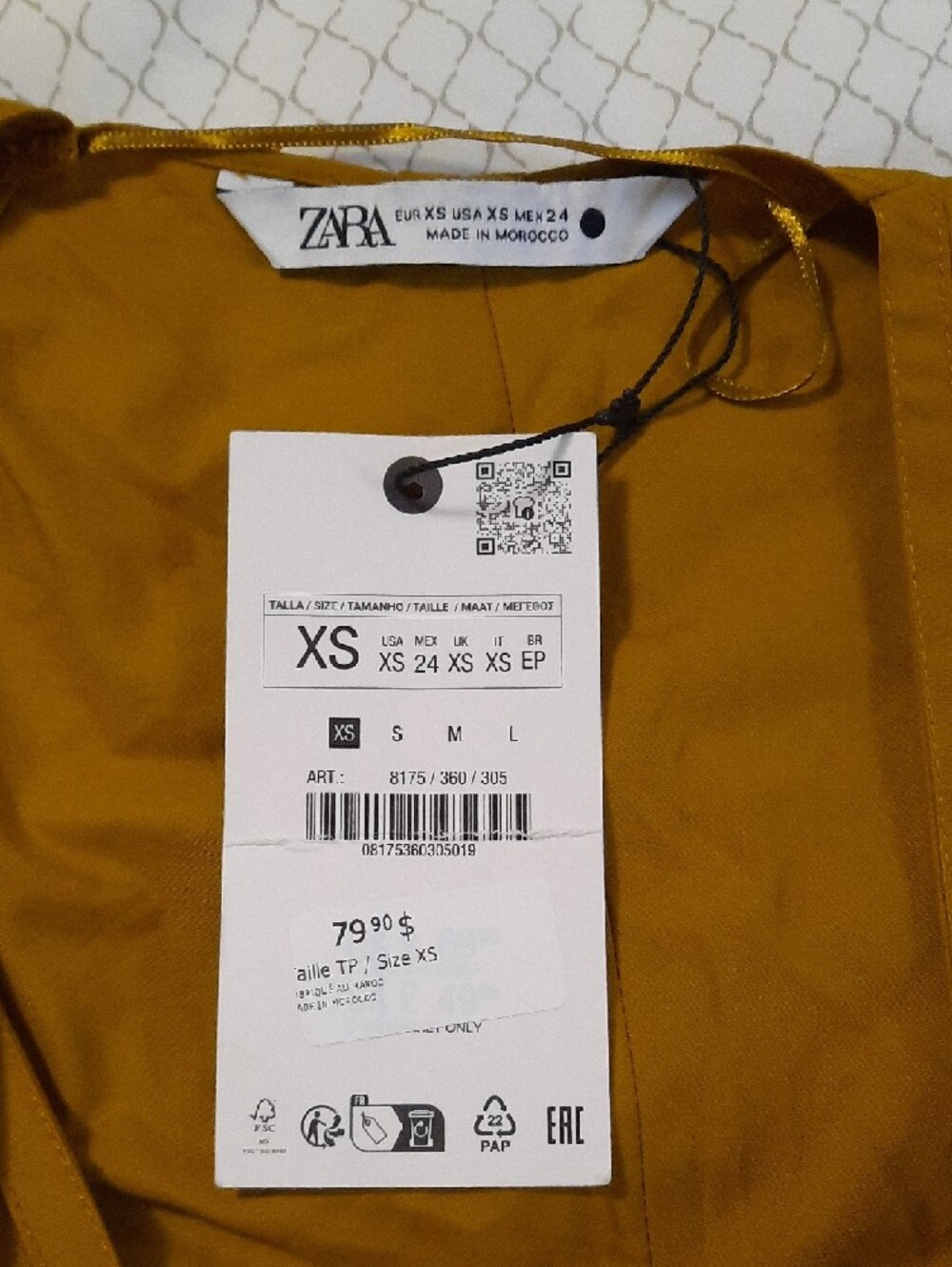 NWT Zara Mustard Knot Front Dress - Picture 2 of 2